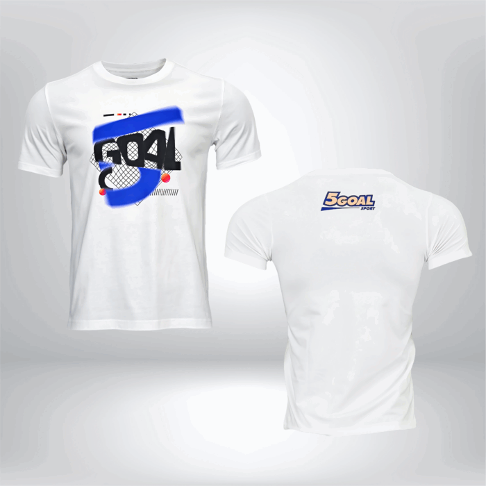 Áo thun thể thao trắng 5GOAL SPORT 5G-66 in số 5 cách điệu phong cách streetwear cá tính