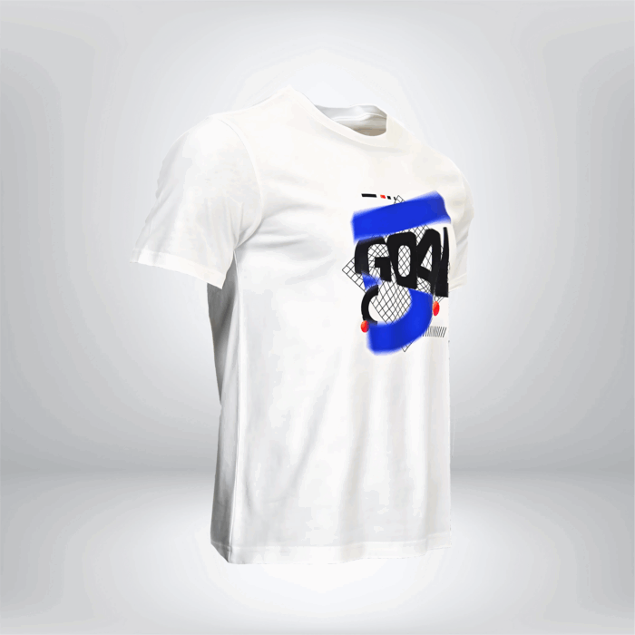 Áo thun thể thao trắng 5GOAL SPORT 5G-66 in số 5 cách điệu phong cách streetwear cá tính