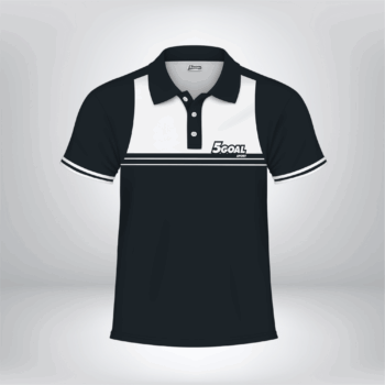 Áo polo thể thao 5GOALSPORT màu xanh đen phối trắng, thiết kế unisex phù hợp cho cả nam và nữ