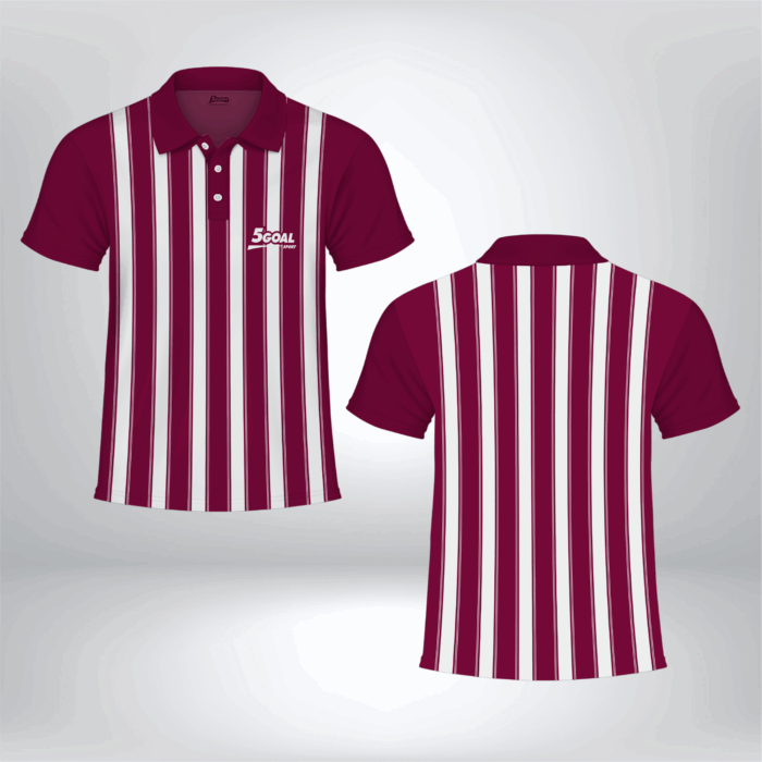 Áo polo thể thao sọc đứng đỏ rượu vang 5GOAL SPORT dành cho nam
