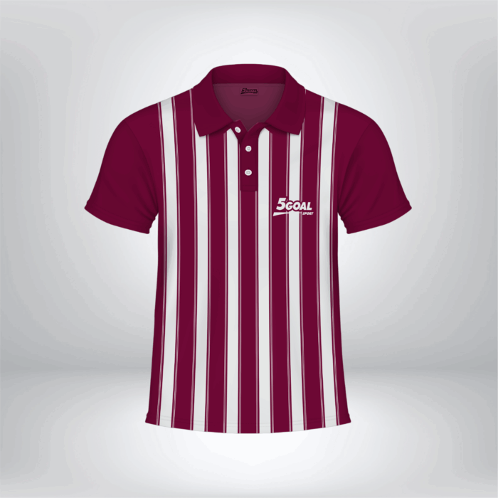 Áo polo thể thao sọc đứng đỏ rượu vang 5GOAL SPORT dành cho nam